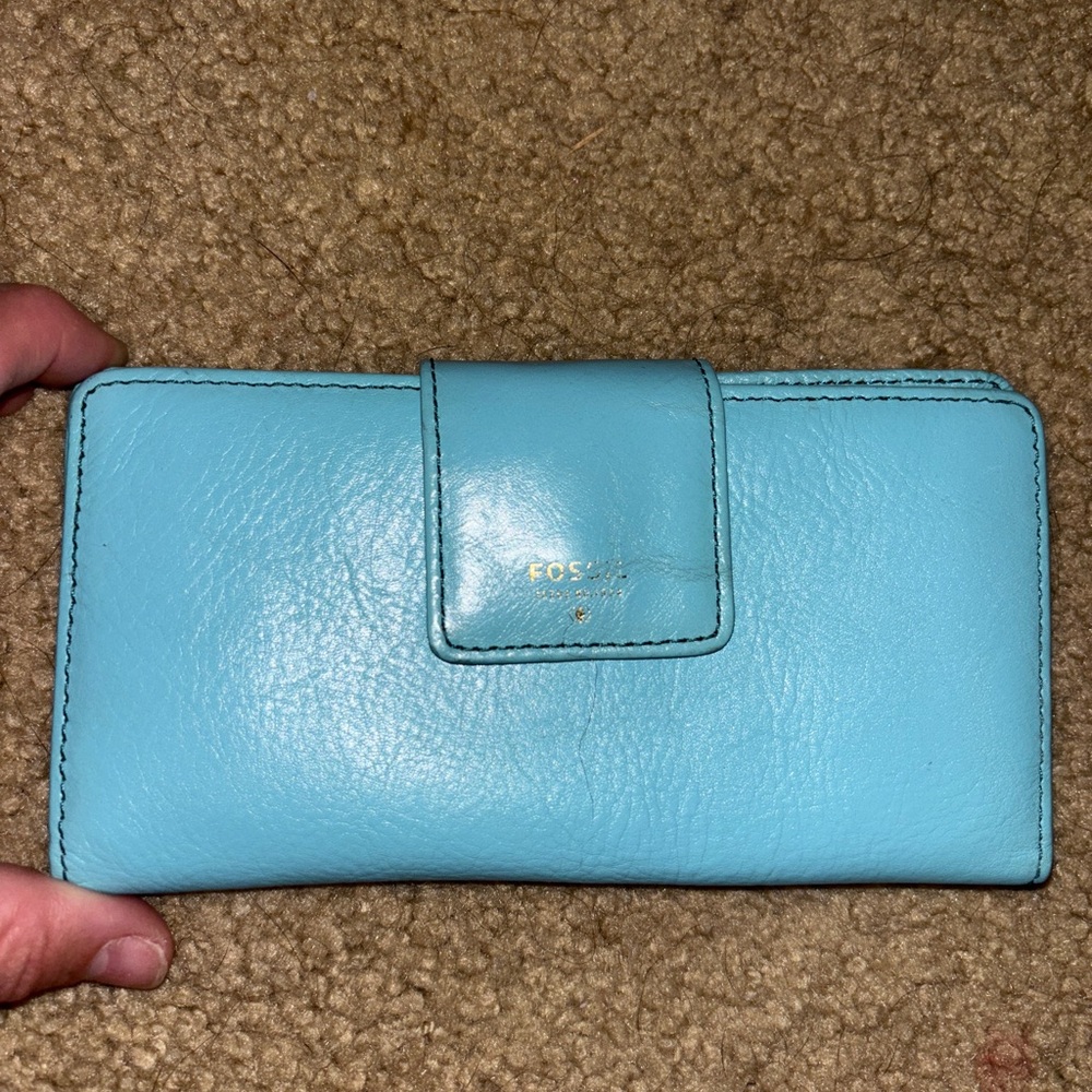 Fossil Women's Blue Leather Wallet